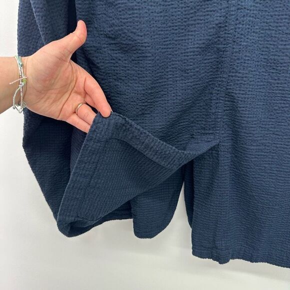 ASPESI Unisex Navy Cotton Seersucker Three Button Blazer Drawstring Short Set - Picture 14 of 14